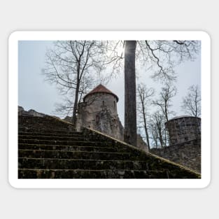 Ruins and stairs of medieval castle in Cesis, Latvia Sticker